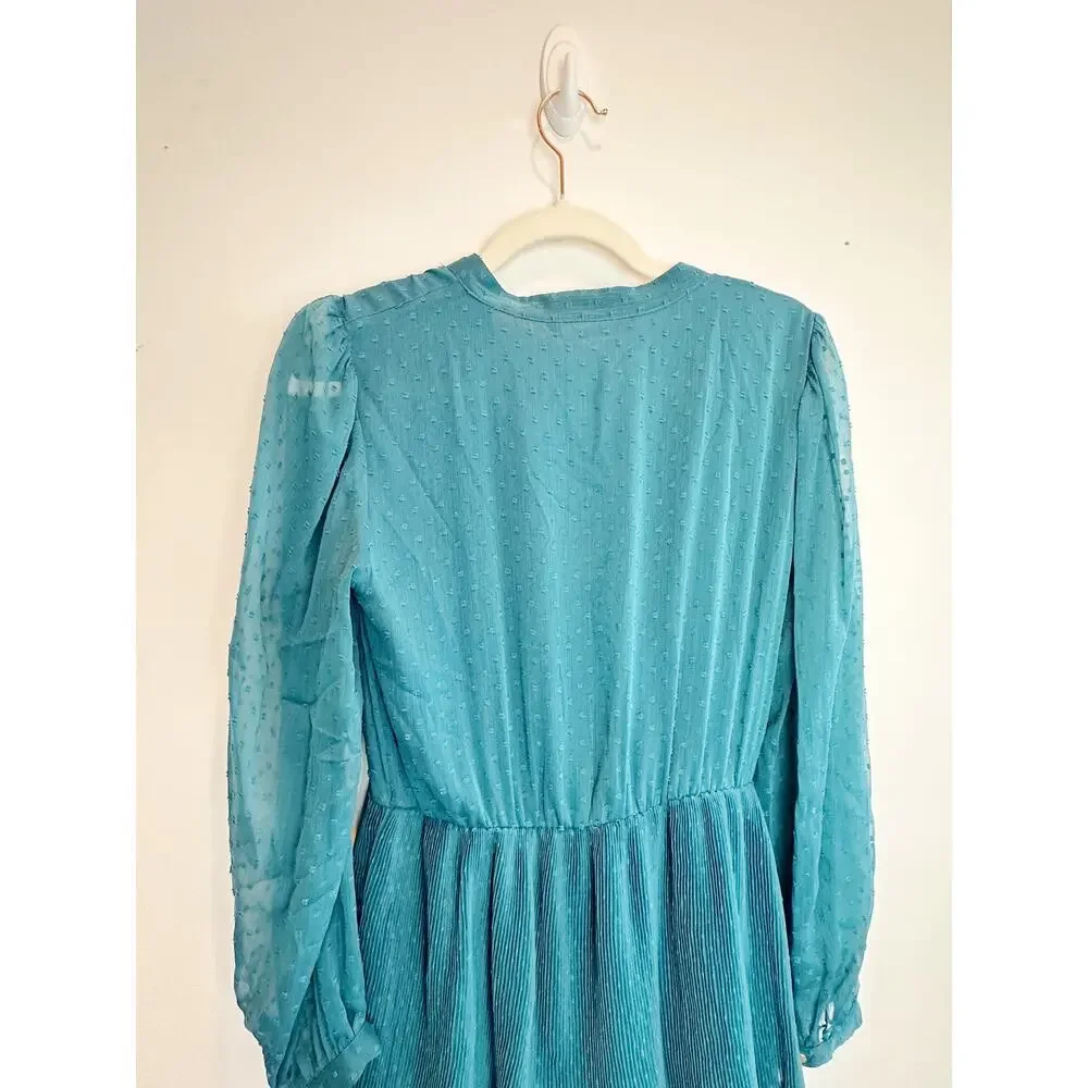 NWT Zara Swiss Dot Teal Dress Size S - Picture 5 of 10